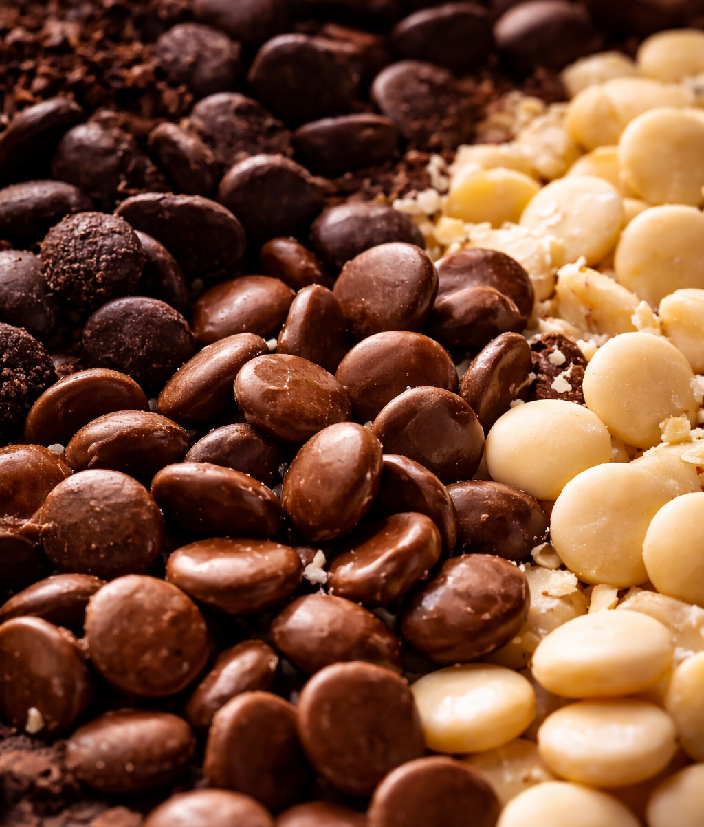 Milk, White and Dark Chocolate Drops