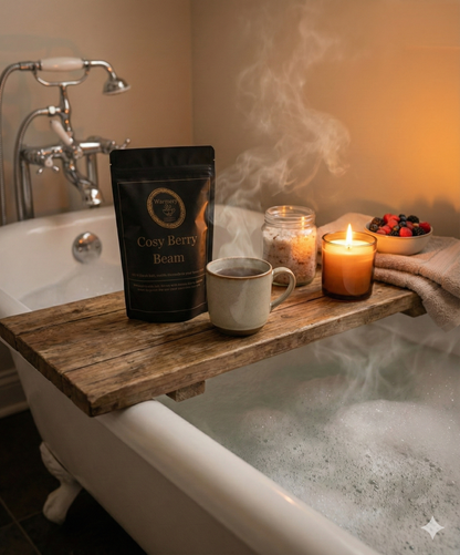 WarmeryCosyBerryBeamCoffeeplacedonthebathtray