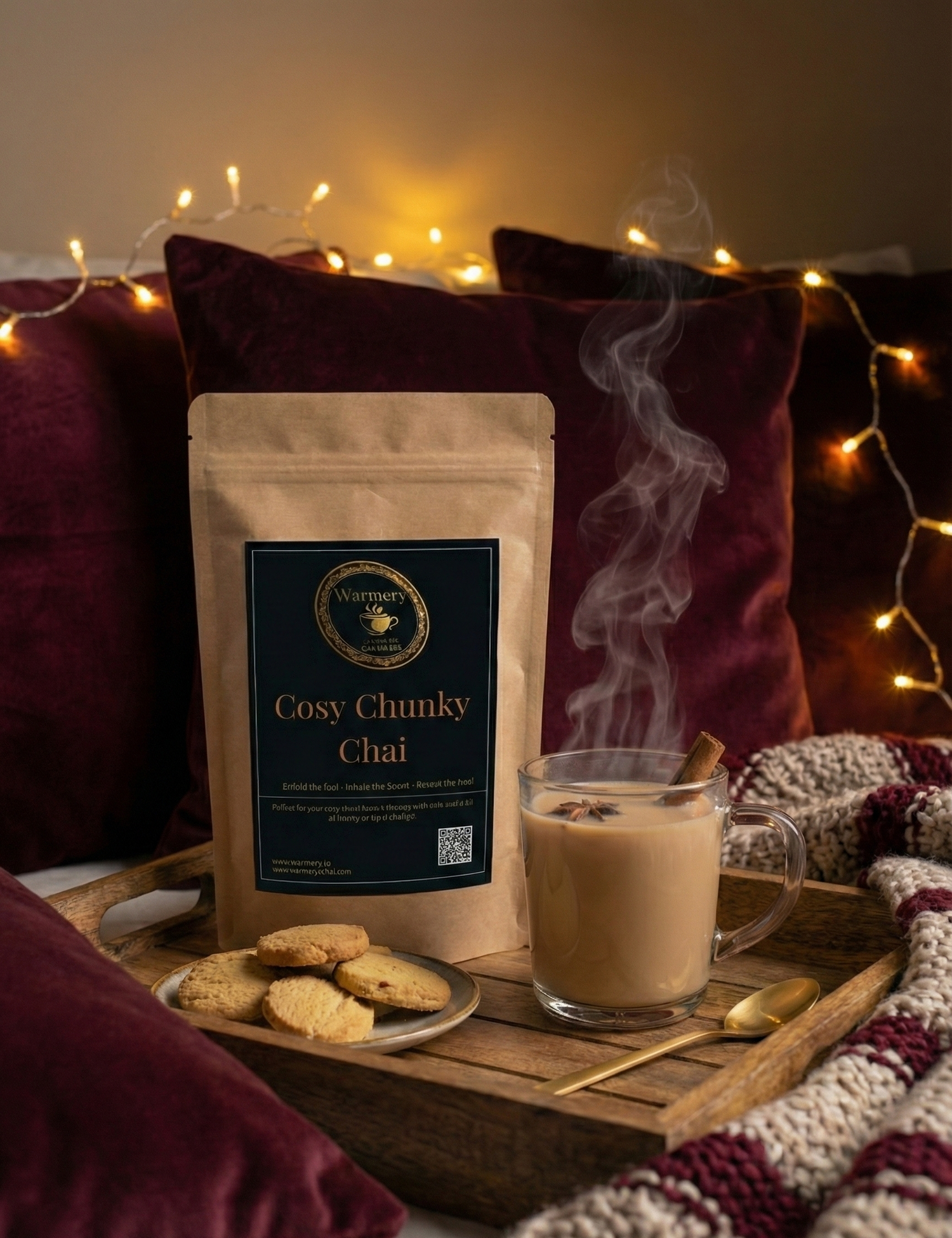 WarmeryCosyChunckyChairTeaonatraywithbisquits