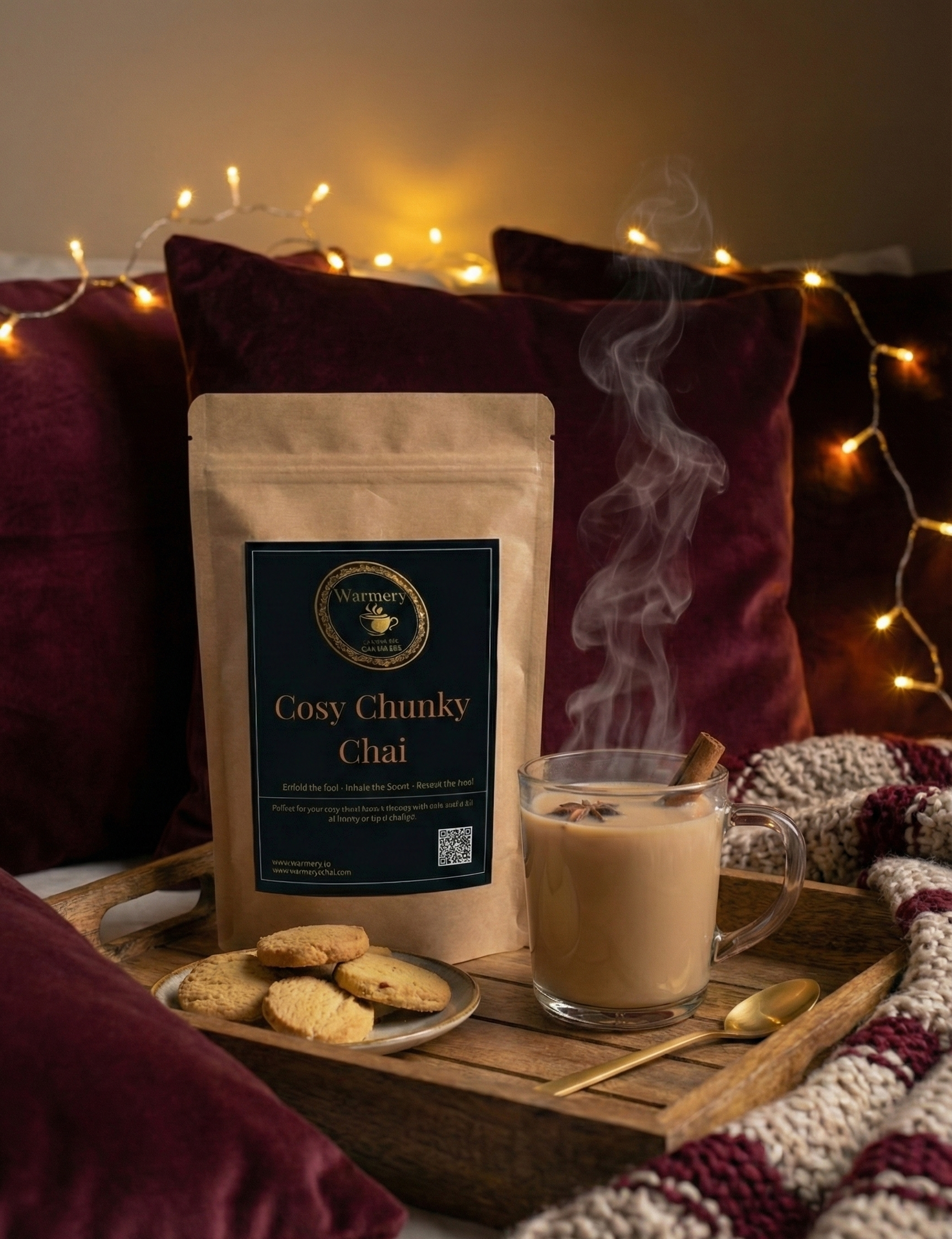 WarmeryCosyChunckyChairTeaonatraywithbisquits